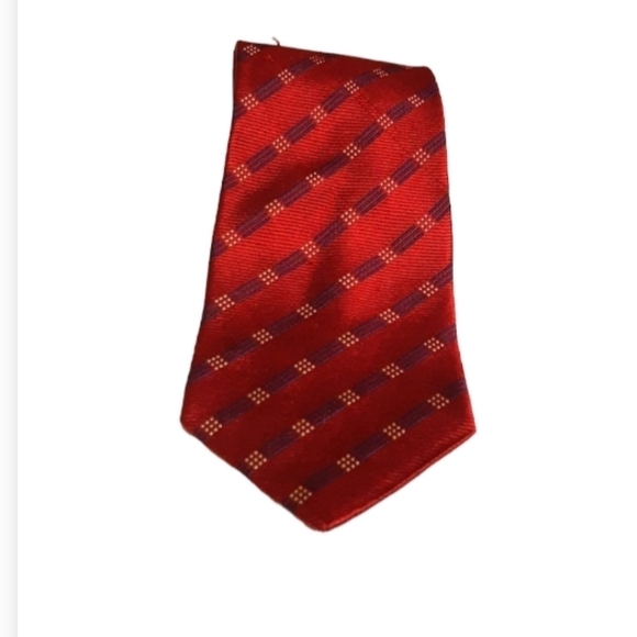 Van Heusen Red Silk Geometric Repp Tie 57 x 4 - Picture 1 of 6